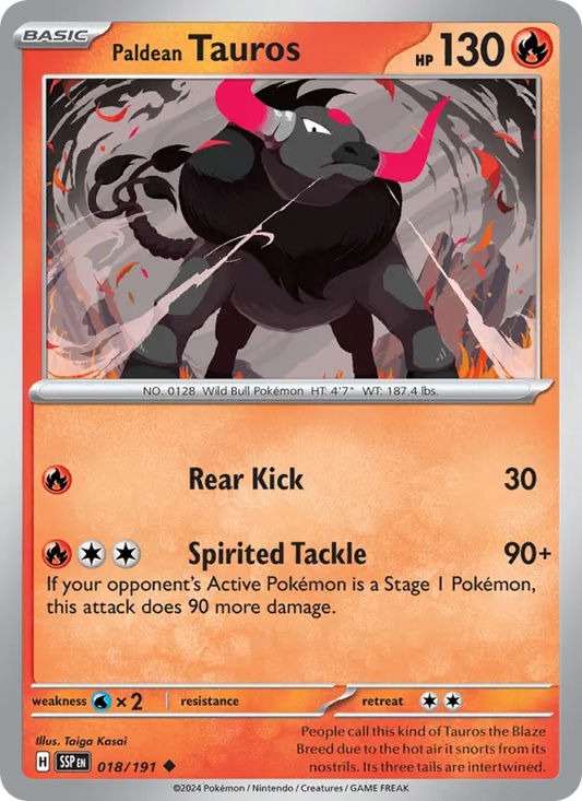 Paldean Tauros 18 Surging Sparks Pokesingles