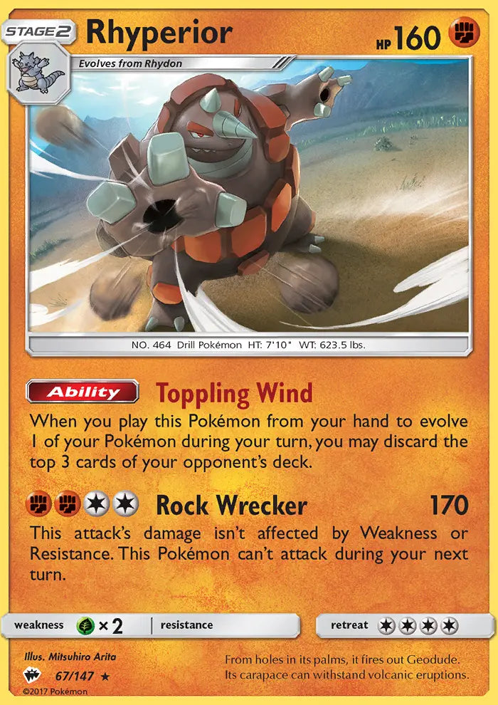 Rhyperior 67 Burning Shadows Pokesingles
