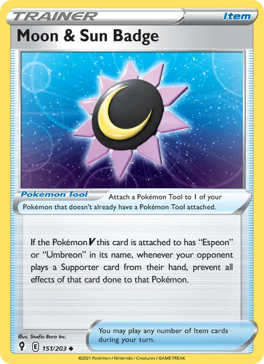 Moon & Sun Badge 151 Evolving Skies Pokesingles