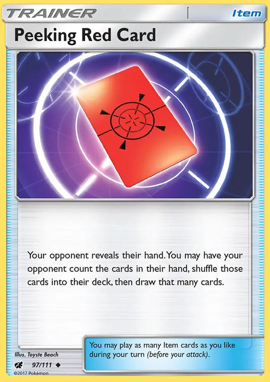 Peeking Red Card 97 Crimson Invasion Pokesingles
