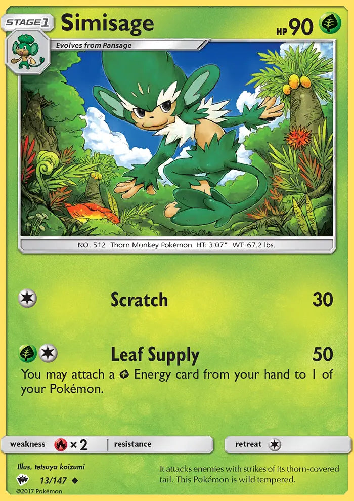 Simisage 13 Burning Shadows Pokesingles