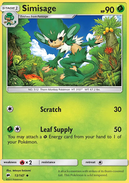 Simisage 13 Burning Shadows Pokesingles