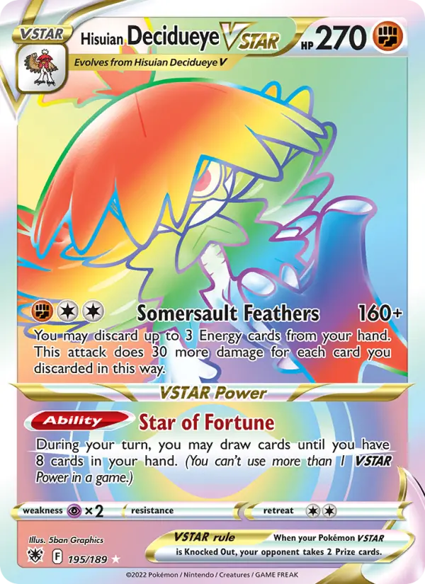 Hisuian Decidueye VSTAR 195 Astral Radiance Pokesingles