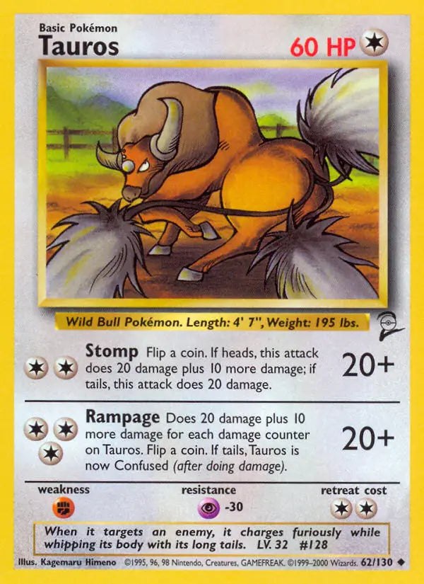 Tauros 62 Base Set 2 Pokesingles