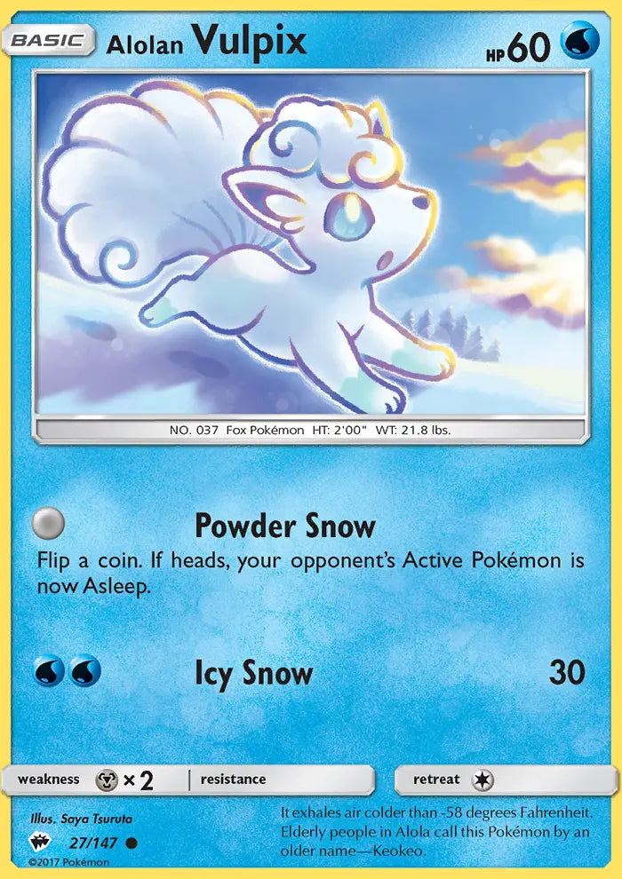 Alolan Vulpix 27 Burning Shadows Pokesingles