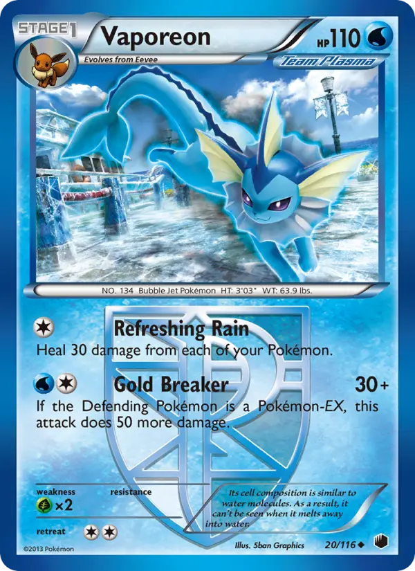 Vaporeon 20 Plasma Freeze Pokesingles