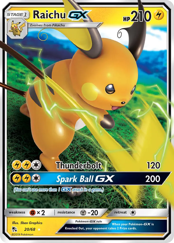 Raichu GX 20 Hidden Fates Pokesingles
