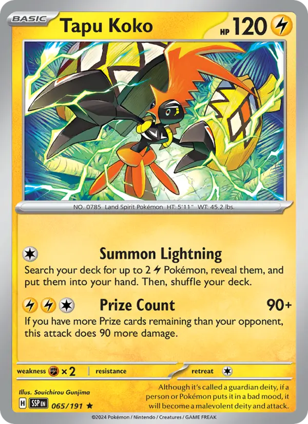 Tapu Koko 65 Surging Sparks Pokesingles