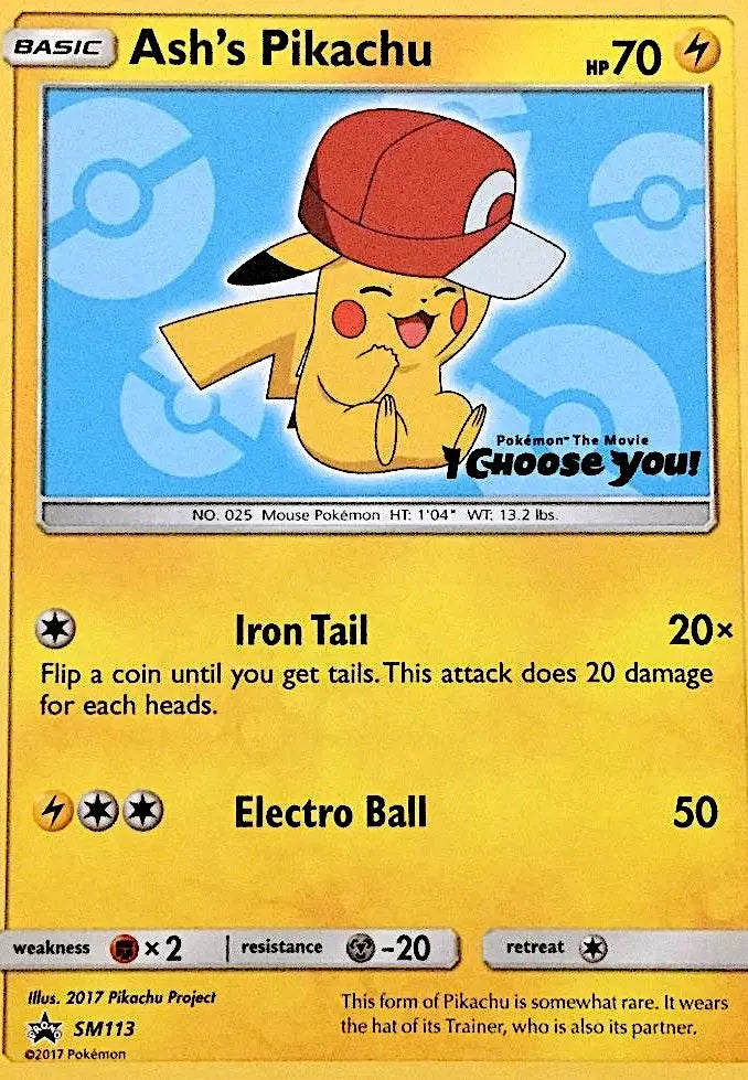 Ash's Pikachu SM113 SM Black Star Promos Pokesingles