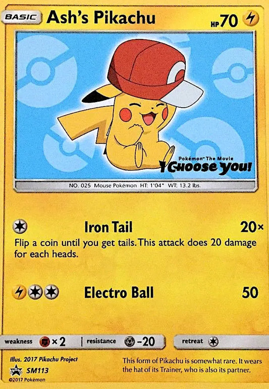 Ash's Pikachu SM113 SM Black Star Promos Pokesingles