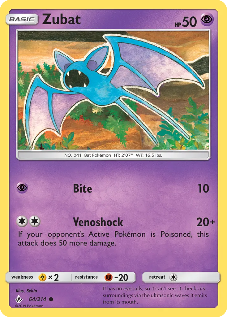 Zubat 64 Unbroken Bonds Pokesingles