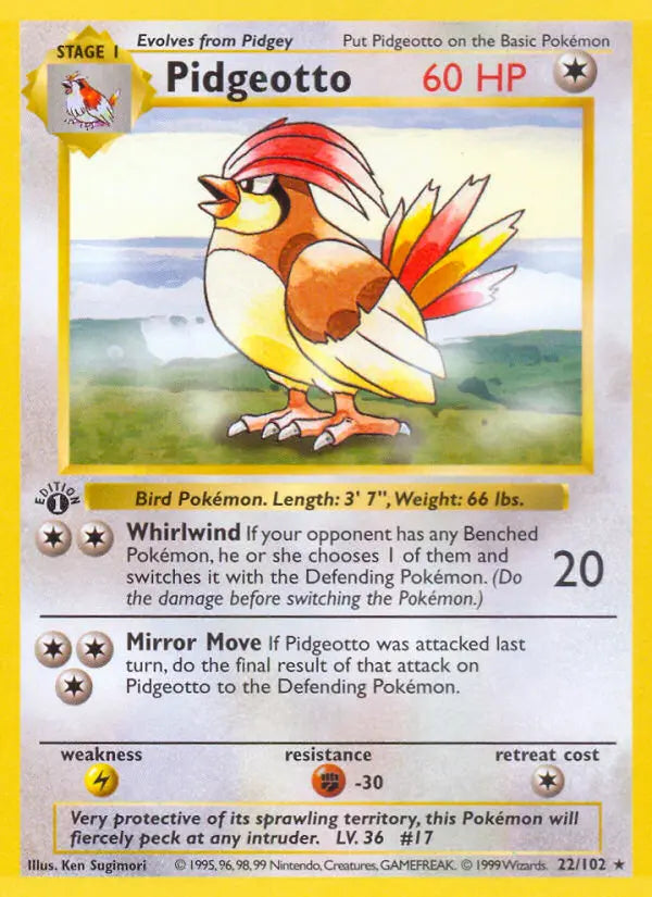 Pidgeotto 22 Base Set Pokesingles