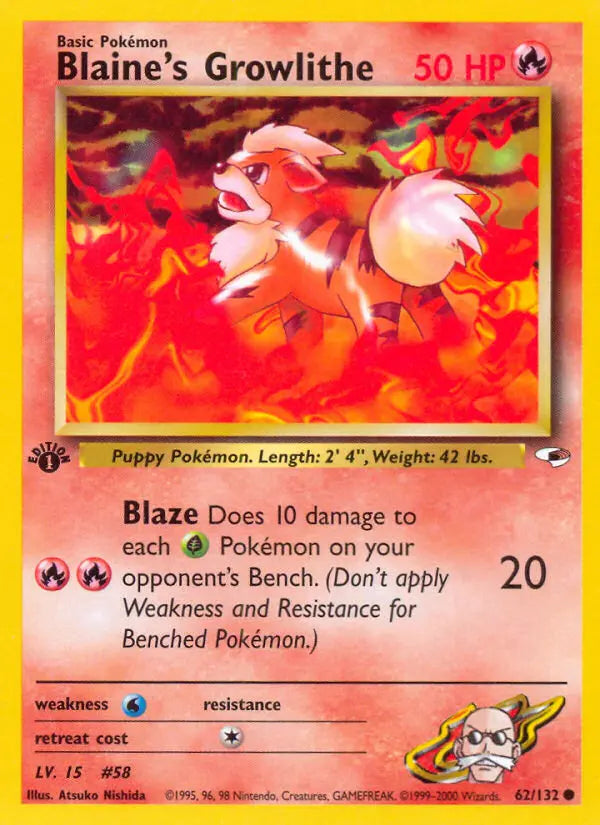 Blaine's Growlithe 62 Gym Heroes Pokesingles