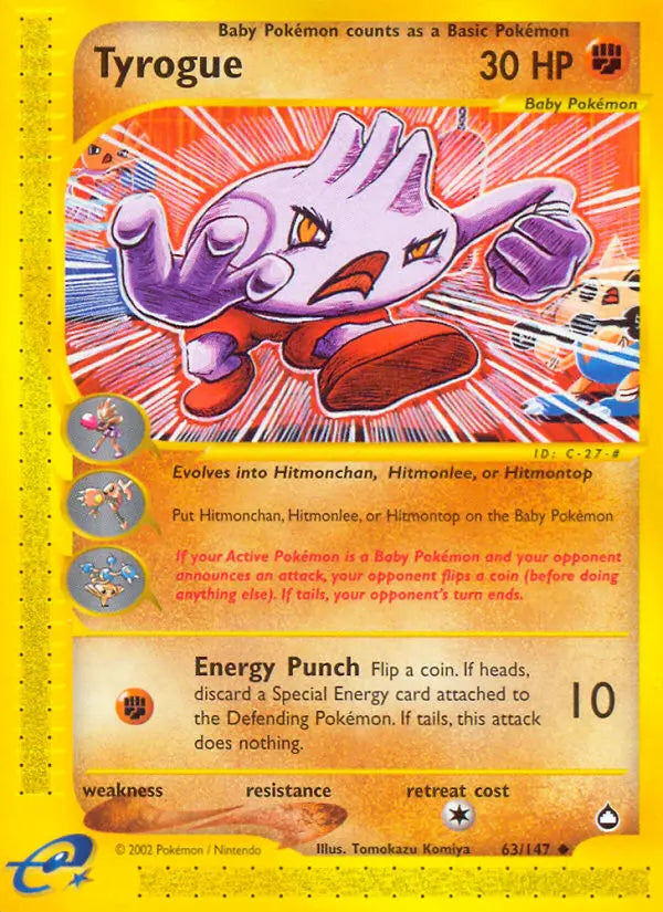 Tyrogue 63 Aquapolis Pokesingles