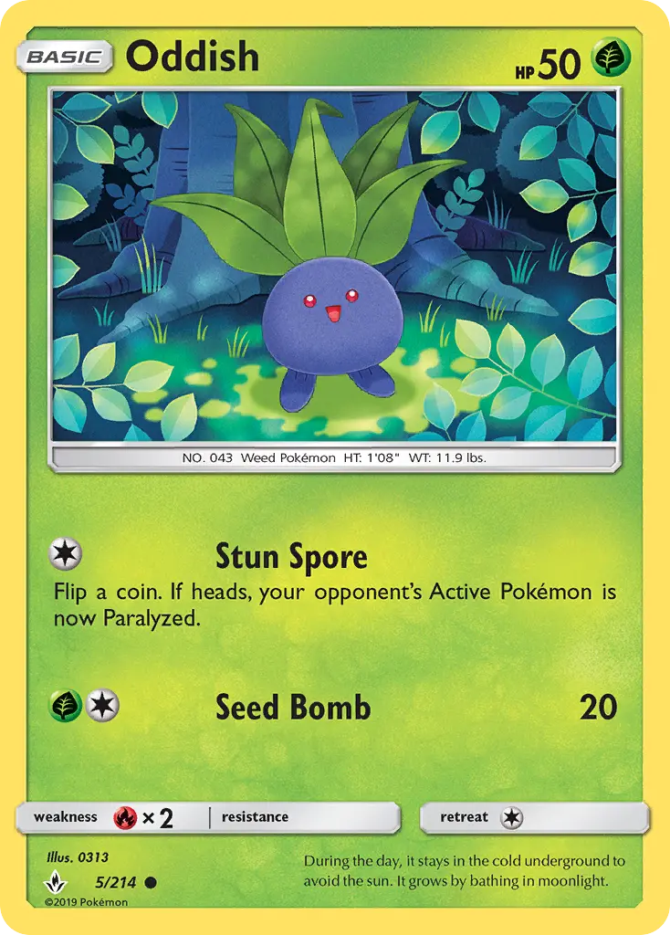 Oddish 5 Unbroken Bonds Pokesingles