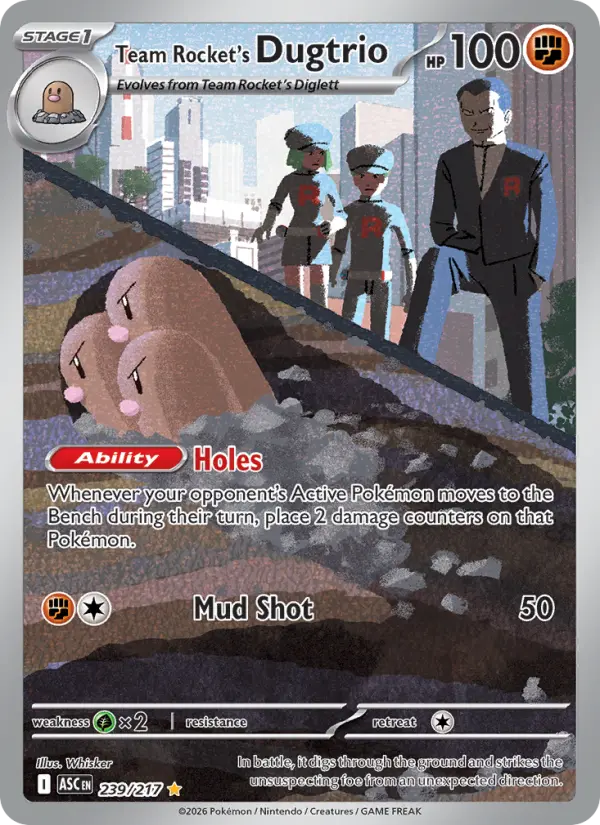 Team Rocket's Dugtrio 239 Ascended Heroes Pokesingles