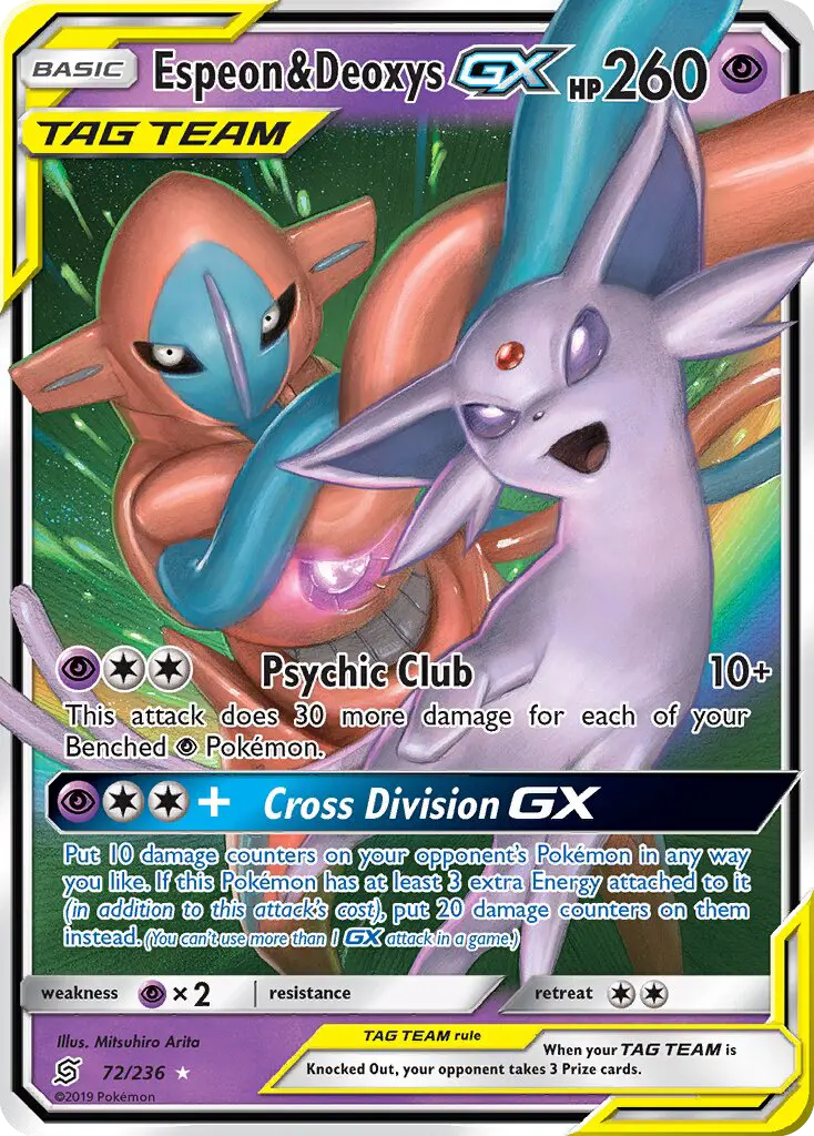 Espeon & Deoxys GX 72 Unified Minds Pokesingles