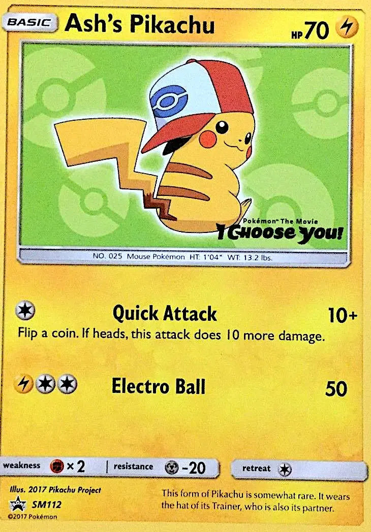 Ash's Pikachu SM112 SM Black Star Promos Pokesingles