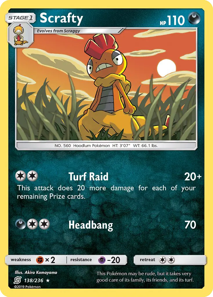 Scrafty 138 Unified Minds Pokesingles