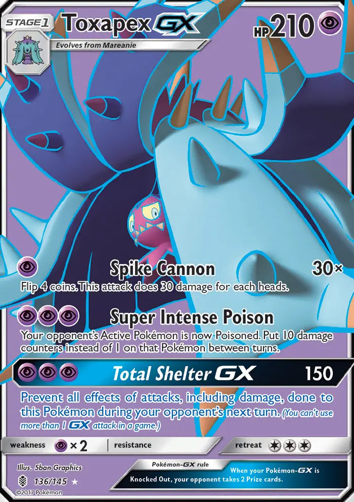Toxapex GX 136 Guardians Rising Pokesingles