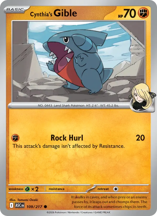 Cynthia's Gible 109 Ascended Heroes Pokesingles