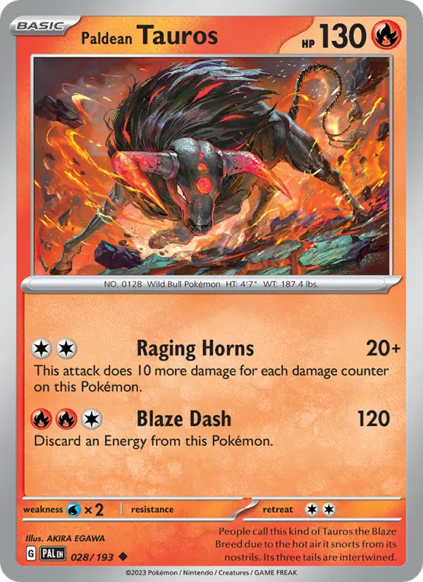Paldean Tauros 28 Paldea Evolved Pokesingles