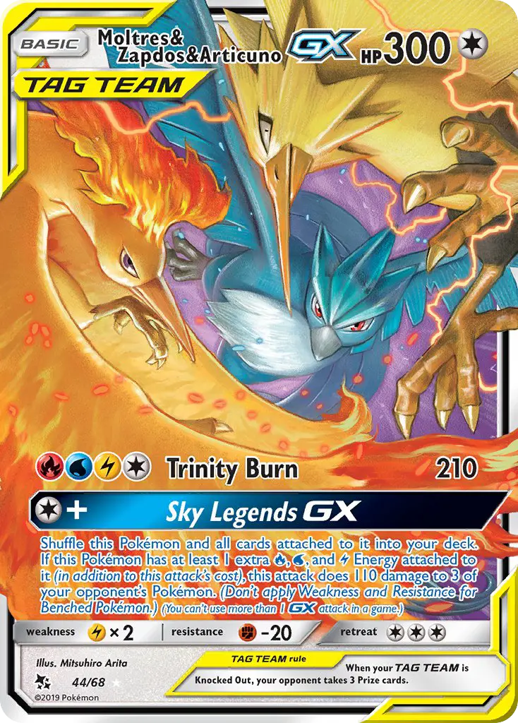 Moltres & Zapdos & Articuno GX 44 Hidden Fates Pokesingles