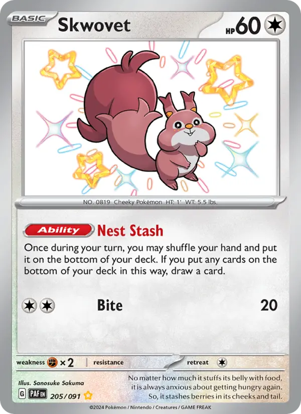 Skwovet 205 Paldean Fates Pokesingles