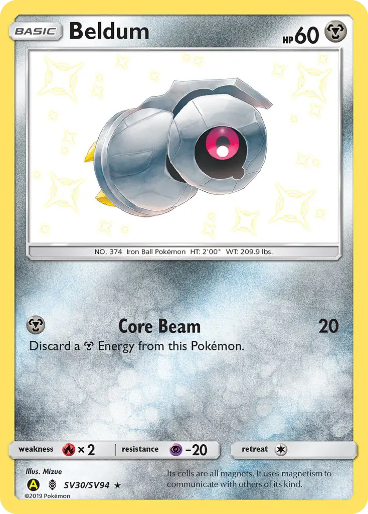Beldum SV30 Hidden Fates Shiny Vault Pokesingles