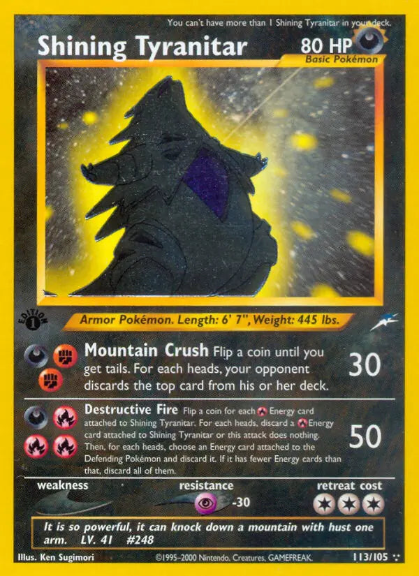 Shining Tyranitar 113 Neo Destiny Pokesingles