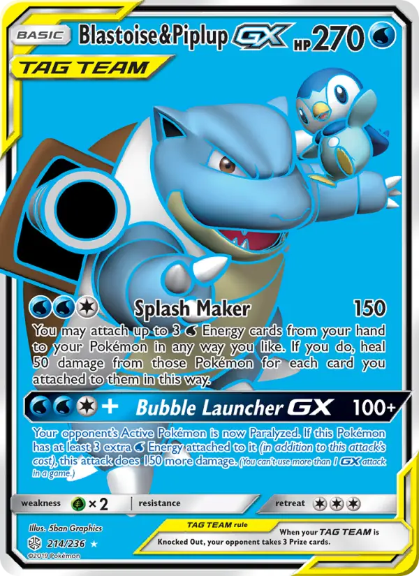 Blastoise & Piplup GX 214 Cosmic Eclipse Pokesingles