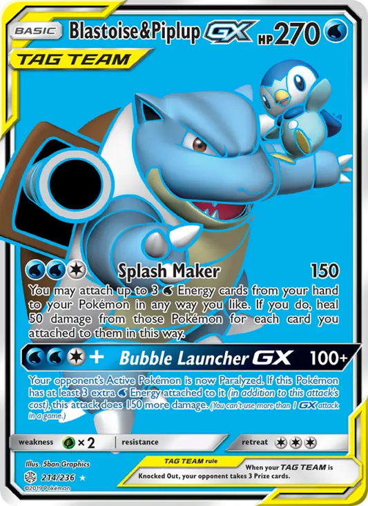 Blastoise & Piplup GX 214 Cosmic Eclipse Pokesingles