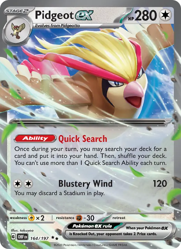 Pidgeot ex 164 Obsidian Flames Pokesingles