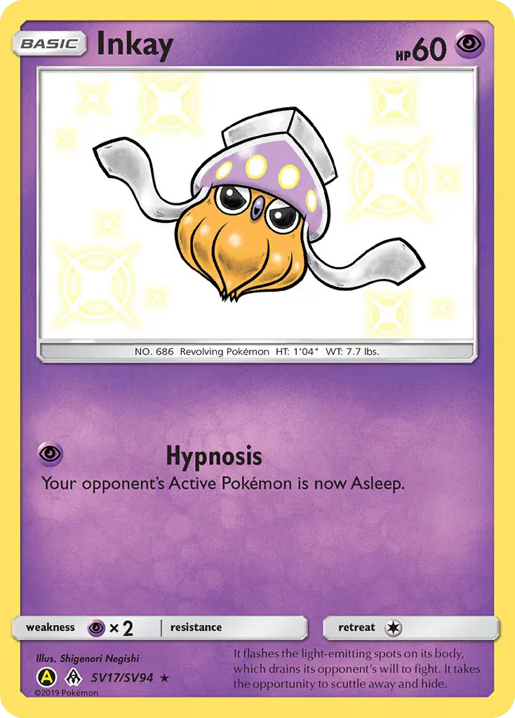 Inkay SV17 Hidden Fates Shiny Vault Pokesingles