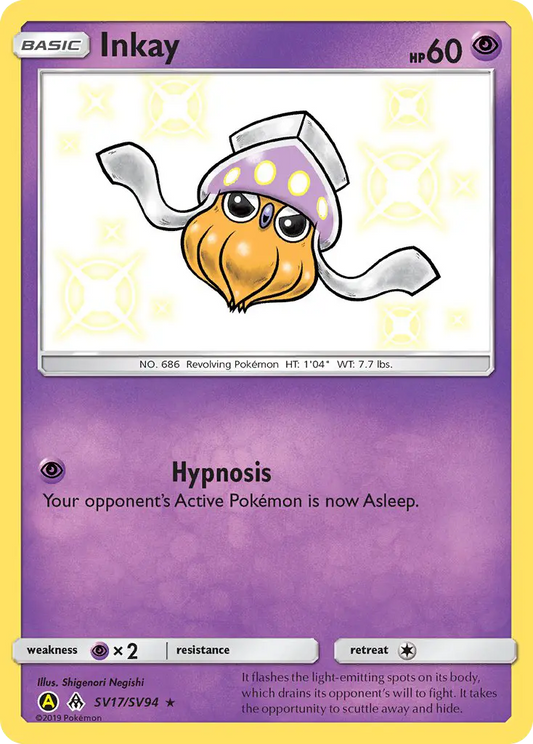 Inkay SV17 Hidden Fates Shiny Vault Pokesingles