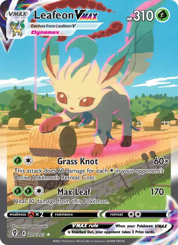 Leafeon VMAX 205 Evolving Skies Pokesingles