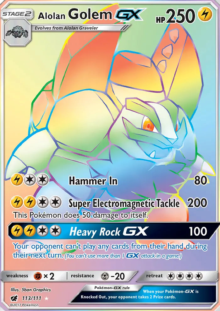 Alolan Golem GX 113 Crimson Invasion Pokesingles