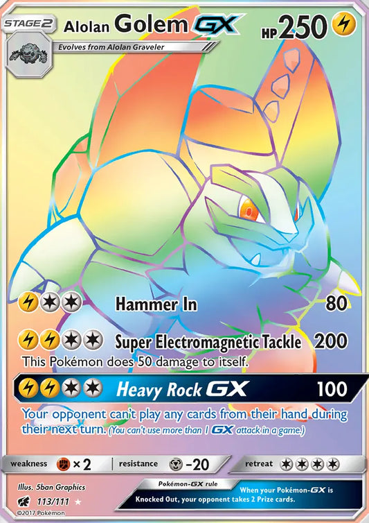 Alolan Golem GX 113 Crimson Invasion Pokesingles