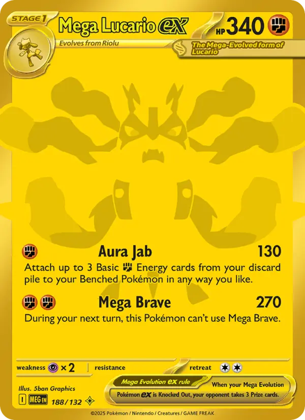 Mega Lucario ex 188 Mega Evolution Pokesingles