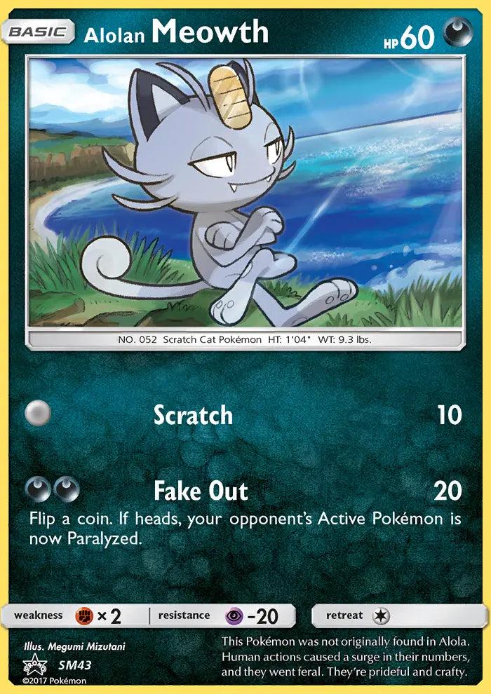 Alolan Meowth SM43 SM Black Star Promos Pokesingles