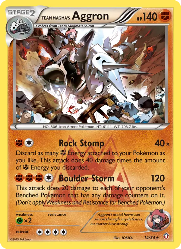 Team Magma's Aggron 14 Double Crisis Pokesingles
