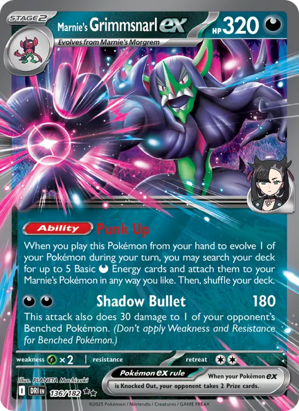Marnie's Grimmsnarl ex 136 Destined Rivals Pokesingles