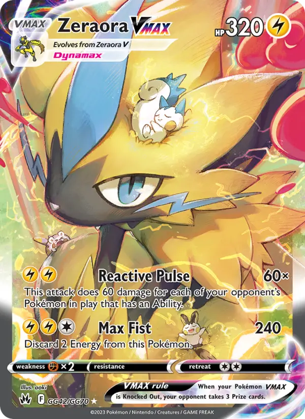Zeraora VMAX GG42 Crown Zenith Pokesingles
