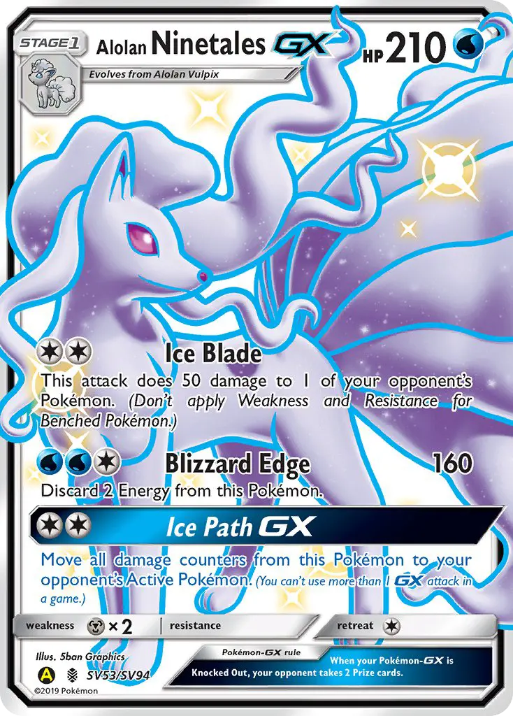 Alolan Ninetales-GX SV53 Hidden Fates Shiny Vault Pokesingles