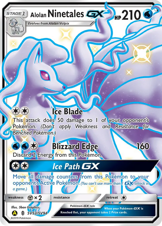 Alolan Ninetales-GX SV53 Hidden Fates Shiny Vault Pokesingles