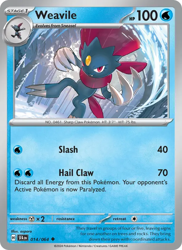 Weavile 14 Shrouded Fable Pokesingles