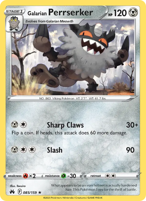 Galarian Perrserker 85 Crown Zenith Pokesingles
