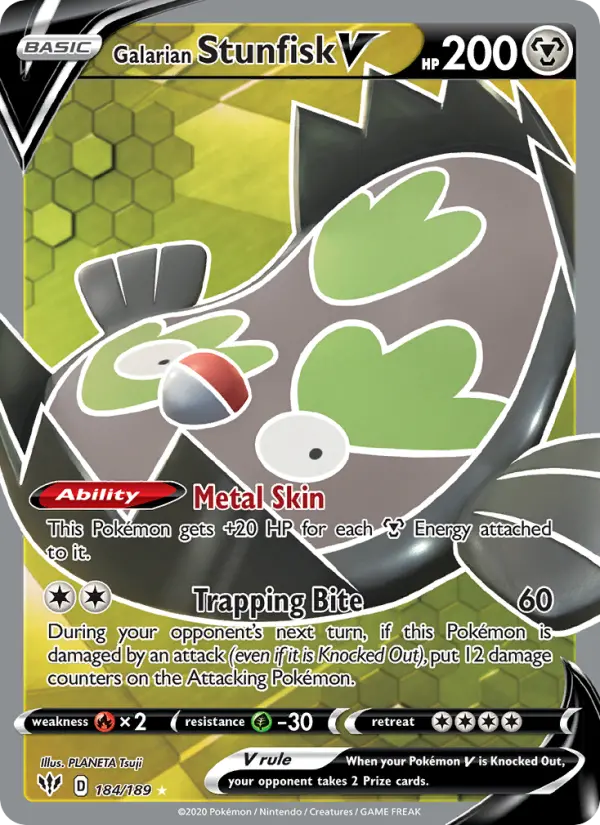 Galarian Stunfisk V 184 Darkness Ablaze Pokesingles