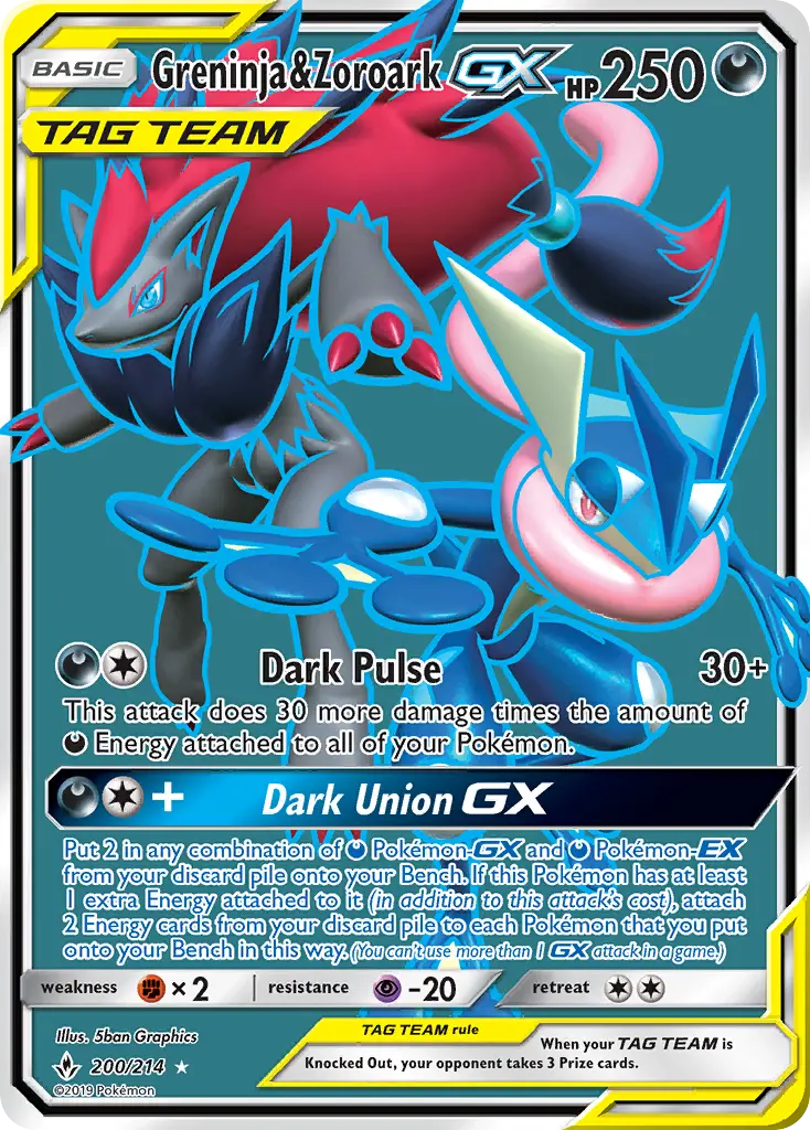 Greninja & Zoroark GX 200 Unbroken Bonds Pokesingles