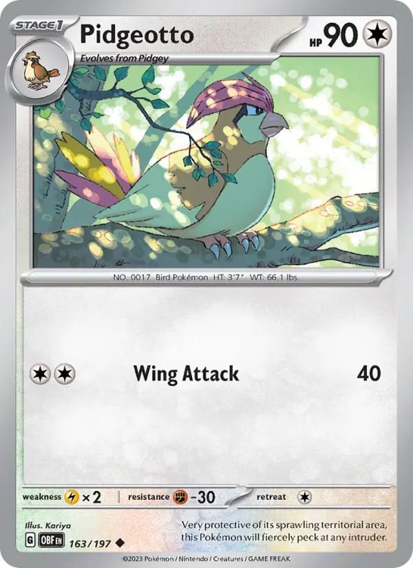 Pidgeotto 163 Obsidian Flames Pokesingles